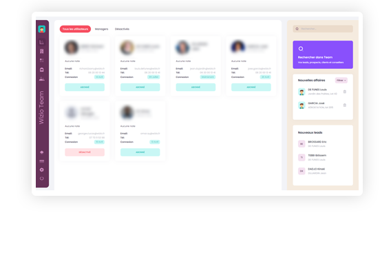 Gestion d'agence avec Wizio Team